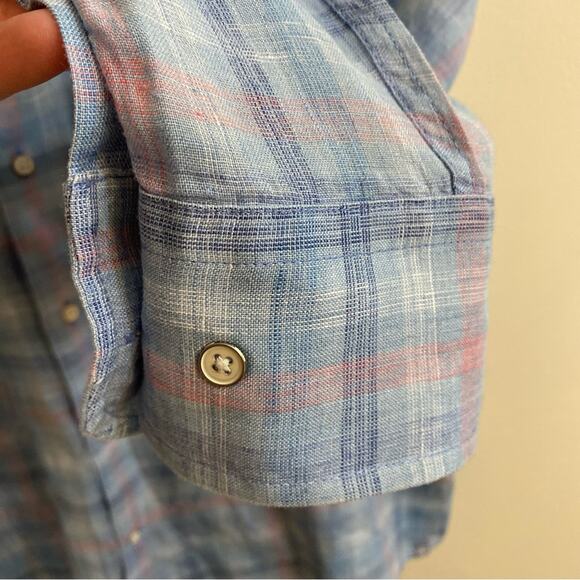 Peter Millar Summer Sky Crystal Beach Linen Sport Shirt Button Down Mens Large - Picture 5 of 16